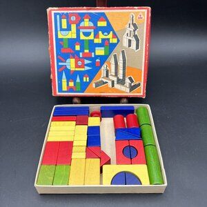 Vintage TOFA Colorful Wooden Block Game No. 10902 Czechoslovakia Incomplete